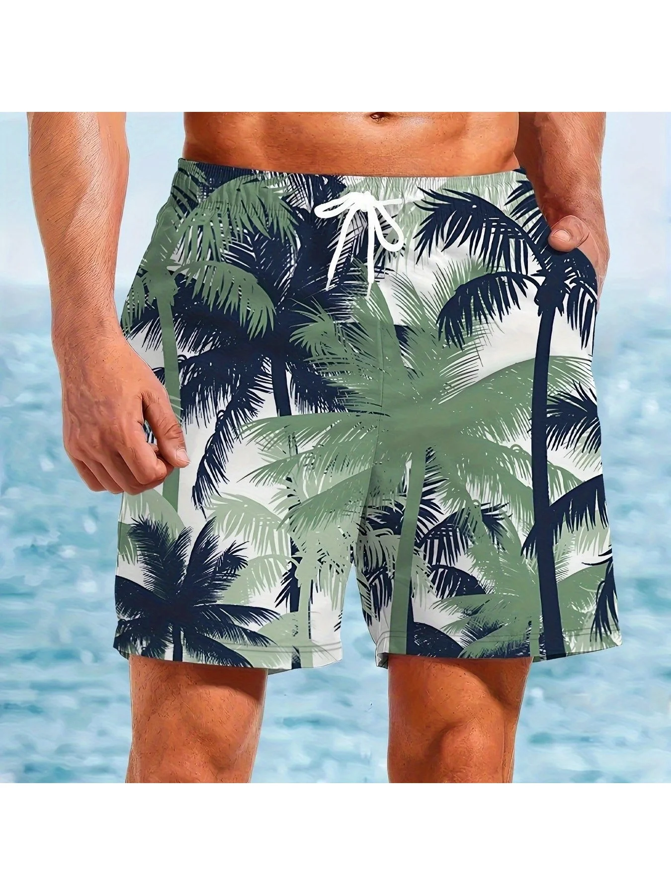 Mens Summer Watermelon Lemon Print Quick Dry Drawstring Beach Board Shorts