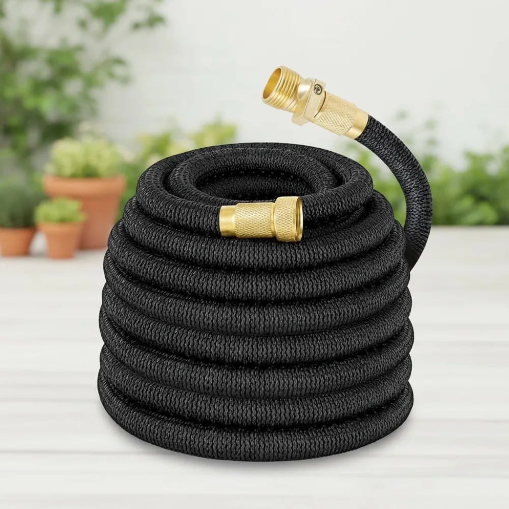 

Расширяемый садовый шланг 100 футов, легкая гибкая водопроводная труба без узлов с латунными фитингами для наружного использования
