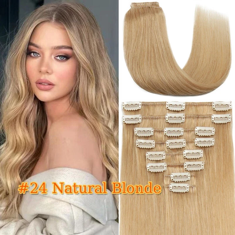 100% Human Hair Hair Extensions 7pcs 20inch Straight Clip In Hairpiece #2 P4-613 Transform Your Style & Fullness Everyday Wholes