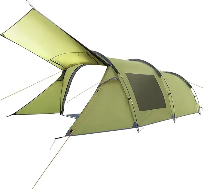 3-4 Person Family Camping Tent Waterproof with Large Porch Outdoor Shelter for Hiking Travel Beach Easy Setup Poles Included
