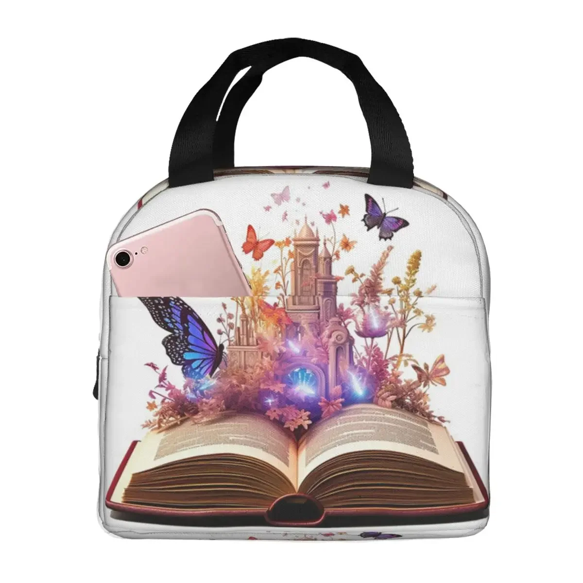 A Fluorescent Butterfly On The Book Of Life Insulated Lunch Bag for Women Children Portable Food Boxes Thermal Lunch Box Tote