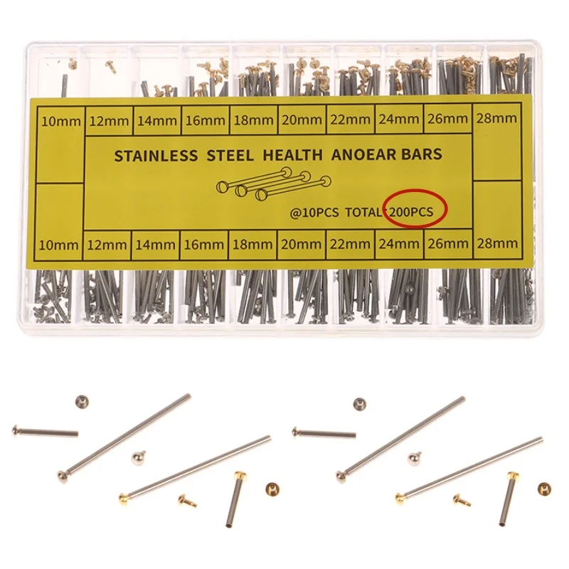 Watch Strap Screws Link Pins Kit 200pcs 10-28mm Watch Band Screw Assortment Tube Friction Pin Clasp Bracelet Rivet End Screw Set