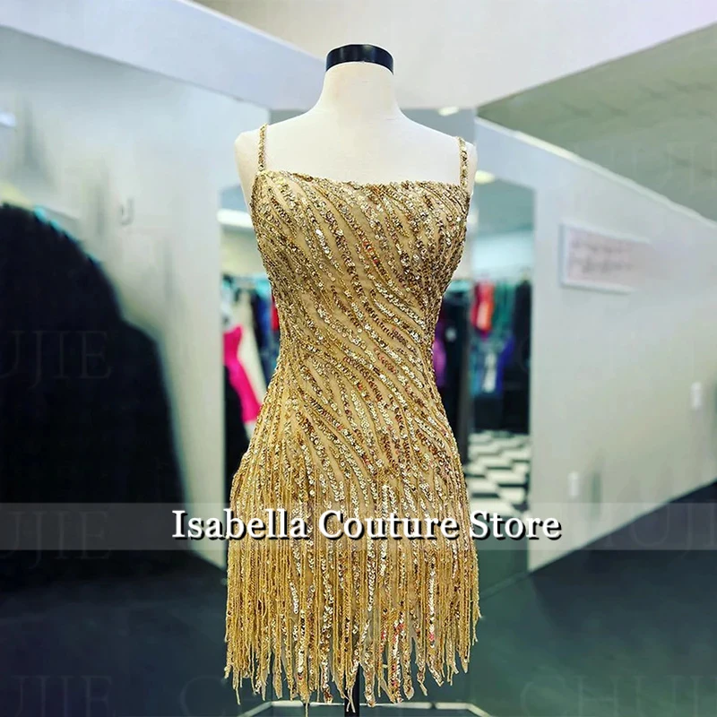 Customized Sequins Cocktail Dresses Appliques Mermaid Graduation Dress Tassels Homecoming Dress Juniors Woman Wedding Prom Gowns