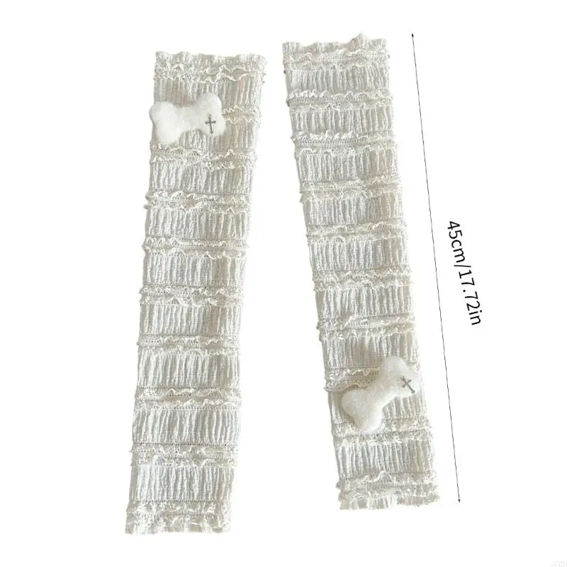 Gants longs sans doigts 270D, manches en maille froncée, chauffe-bras, gants sans doigts pour femmes, accessoires Costume