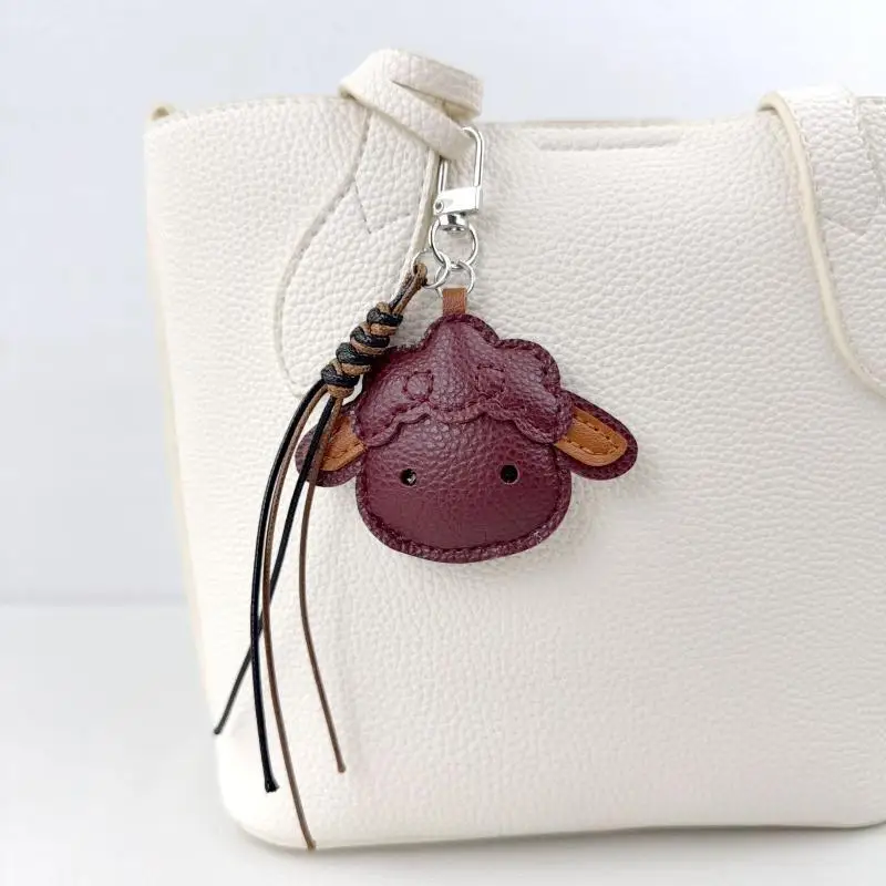 1Pcs Creative Cute Pu Leather Sheep Keychain Cartoon Zipper Lamb Shaped Coin Purse Goat Mini Wallet Bag Charm Key Storage Pouch