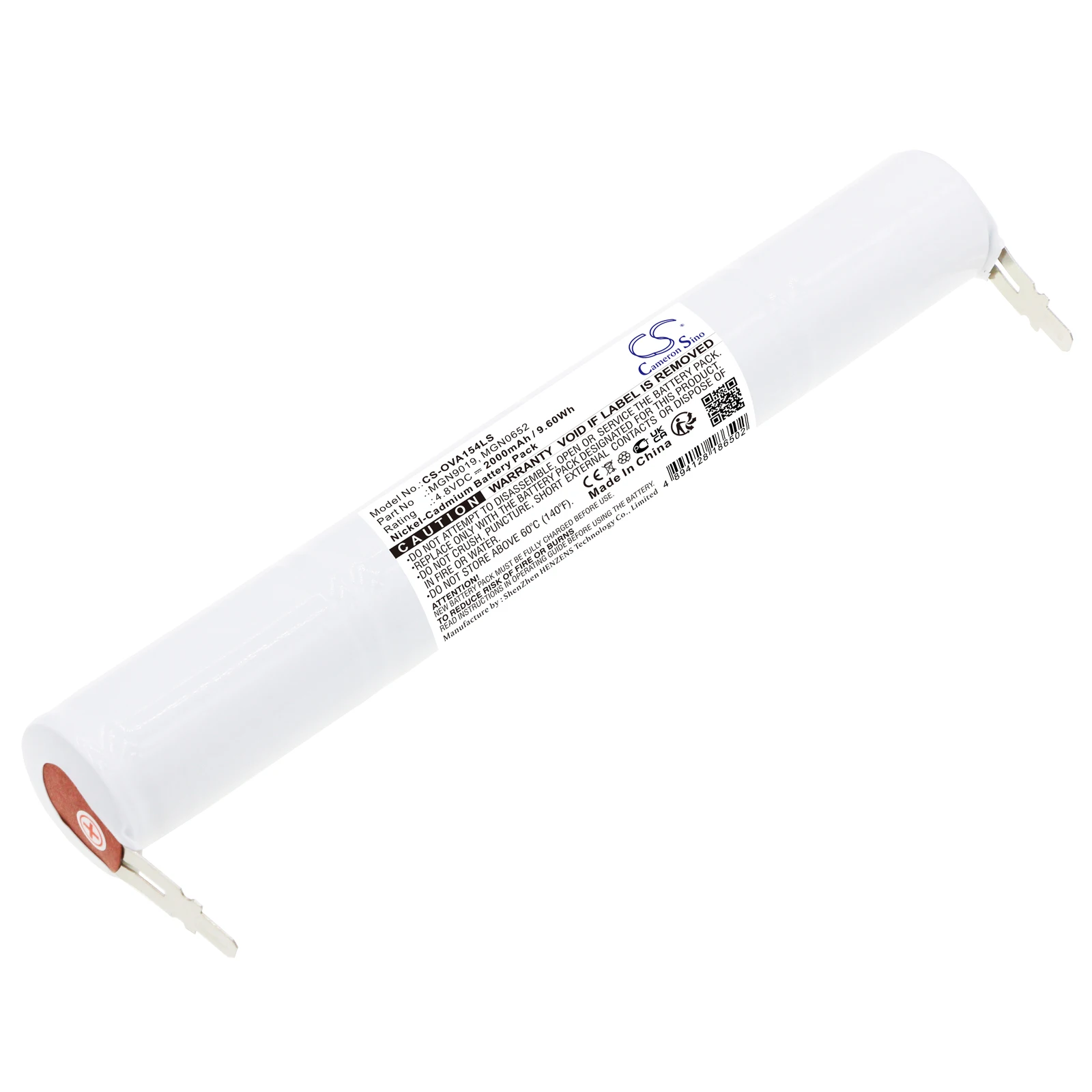

Ni-CD Emergency Lighting Battery for BAES, 4.8V, 2000mAh , Compatible Models: 10050038, 789673, 803790, 804137N, B168/415, BS154