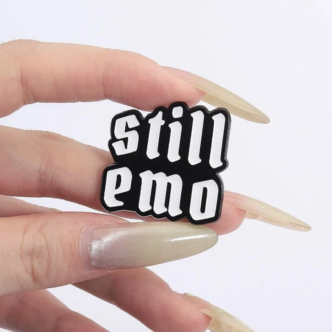 Retired Emo Kid Enamel Pins Cries In Emo Brooch Tag Phrases Pin Mental Health Sensitive Emotions Custom Clothes Badges Jewelry