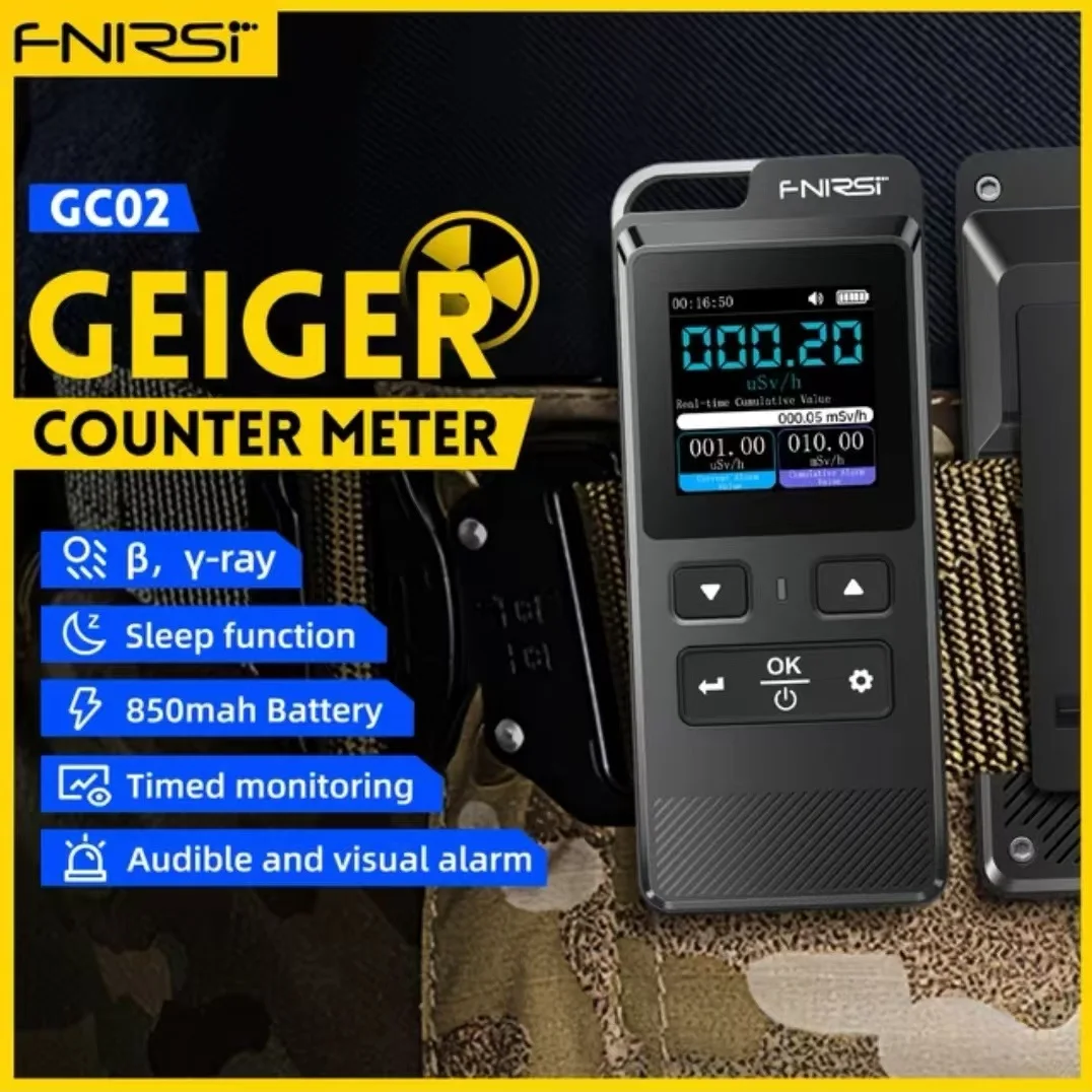 

FNIRSI GC-02 Geiger Counter Nuclear Radiation Detector X-ray γ-ray β-ray Radioactivity Meter Personal Dosimeter Rechargeable