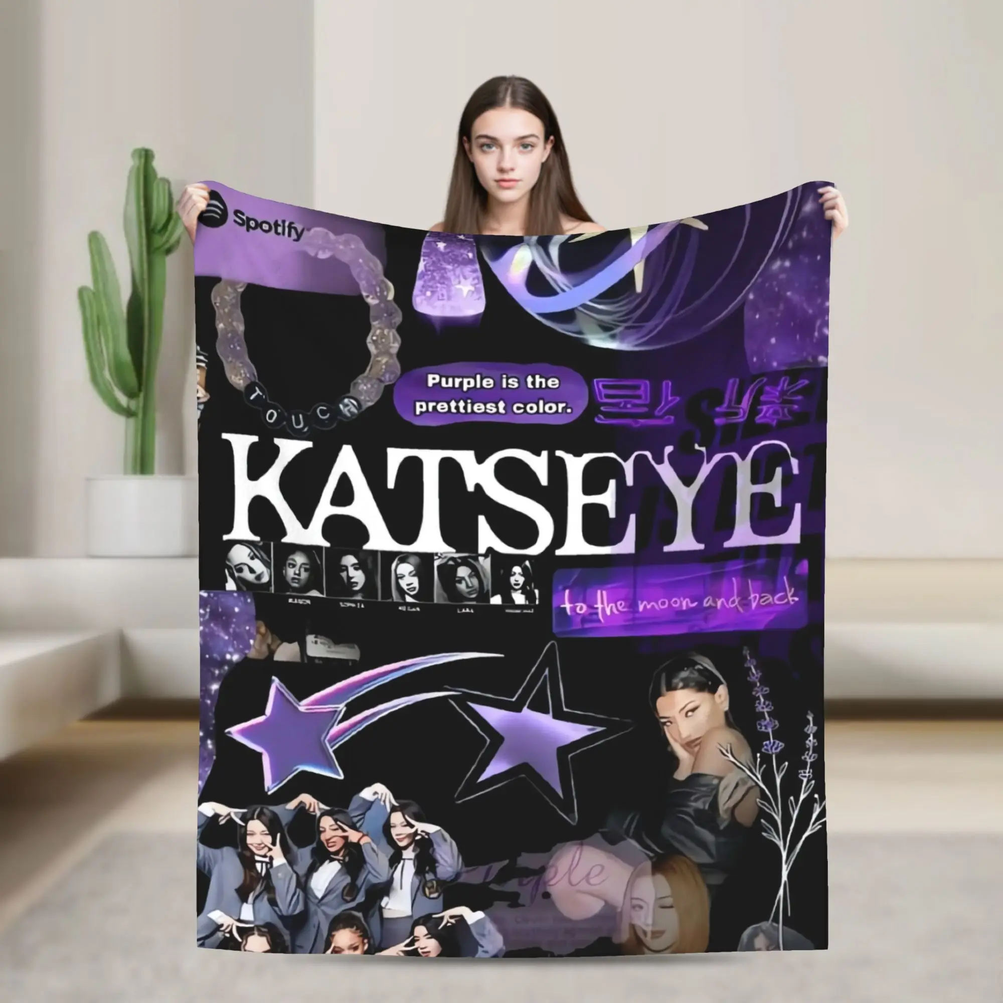 Super Warm Blanket Katseye Decorative Plush Throw Blanket Aesthetic Home Decor Flannel Bedspread Sofa Bed Cover