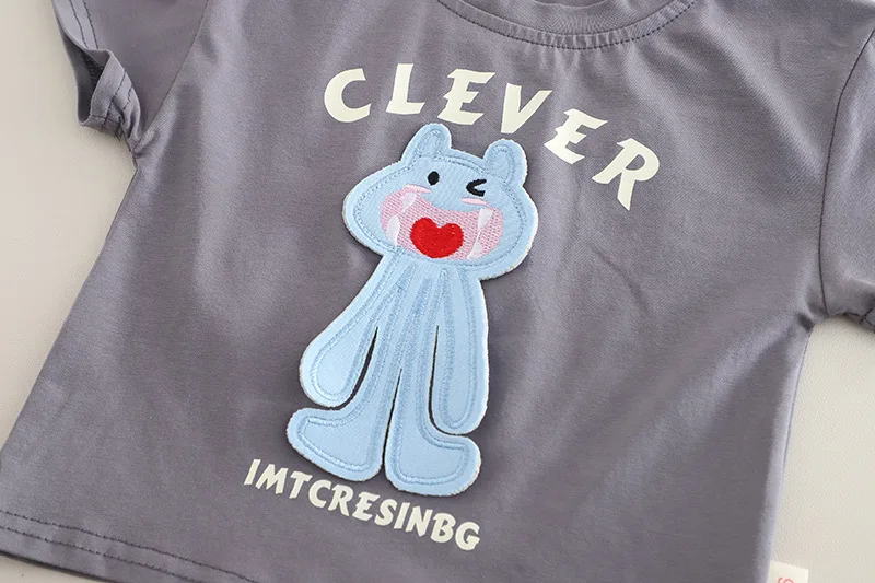 2025 مجموعة الصيف للأطفال لصبي الكورية موضة لطيف الكرتون س الرقبة قصيرة الأكمام تي شيرت والسراويل الاطفال الرضع الأولاد الملابس #6