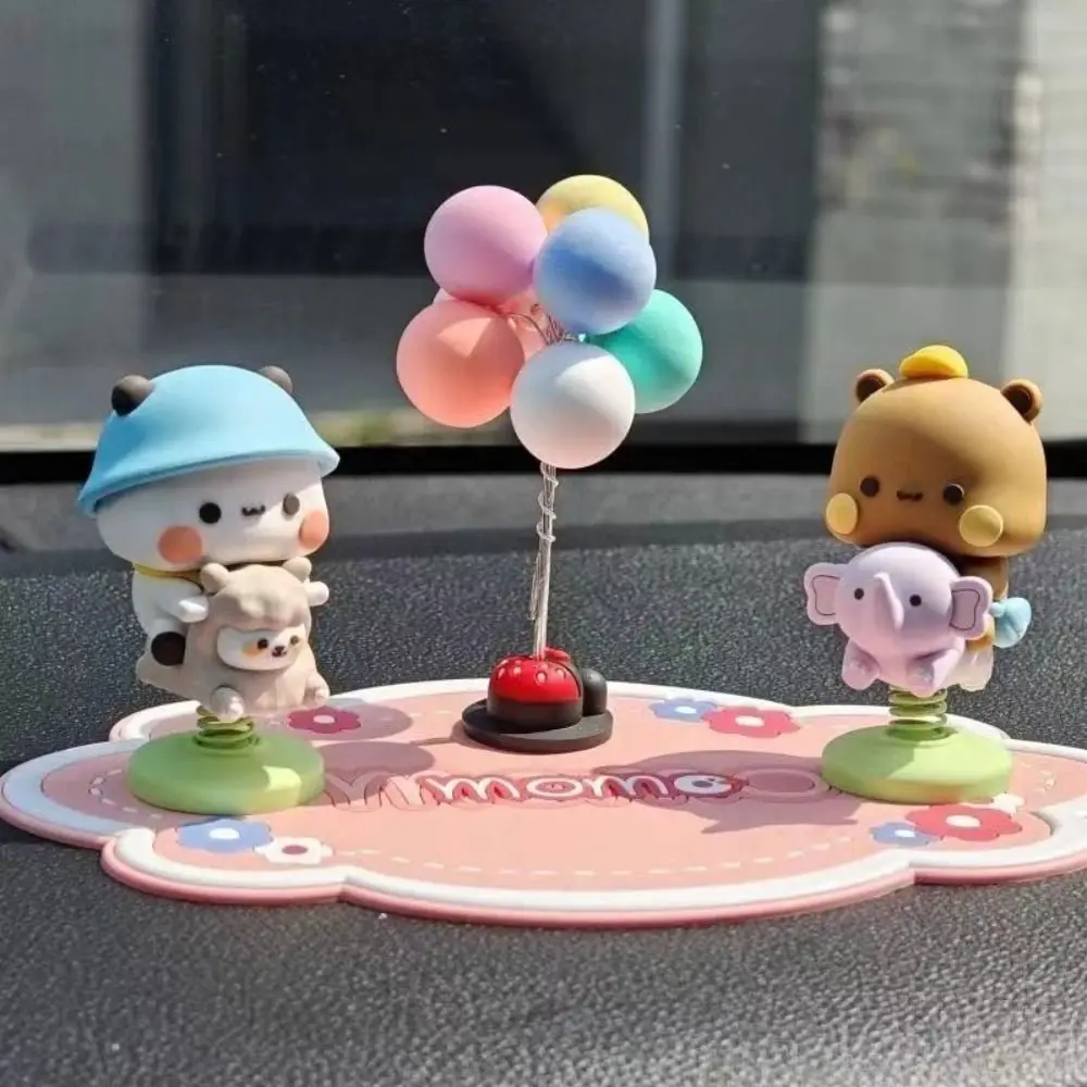 PVC Panda Bear Figure Shaking Head Bubu Dudu Bubu Dudu Bear Model Toy Collectible Kawaii Auto Center Console Ornament Car Home