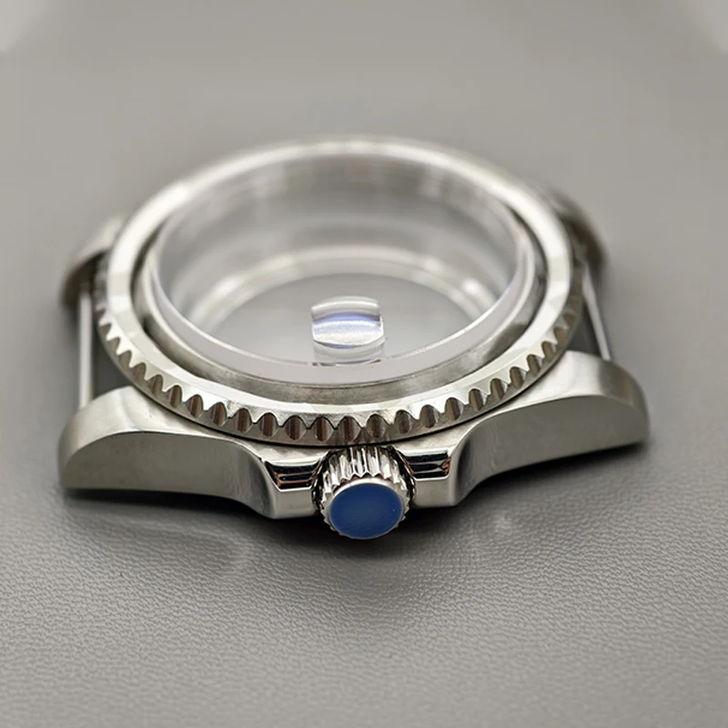 40mm Silver SUB Watch Case Sapphire Glass For NH35 NH36 4R36 4R35 7S Movement Transparent Back Cover Men Watch Case Refit Parts