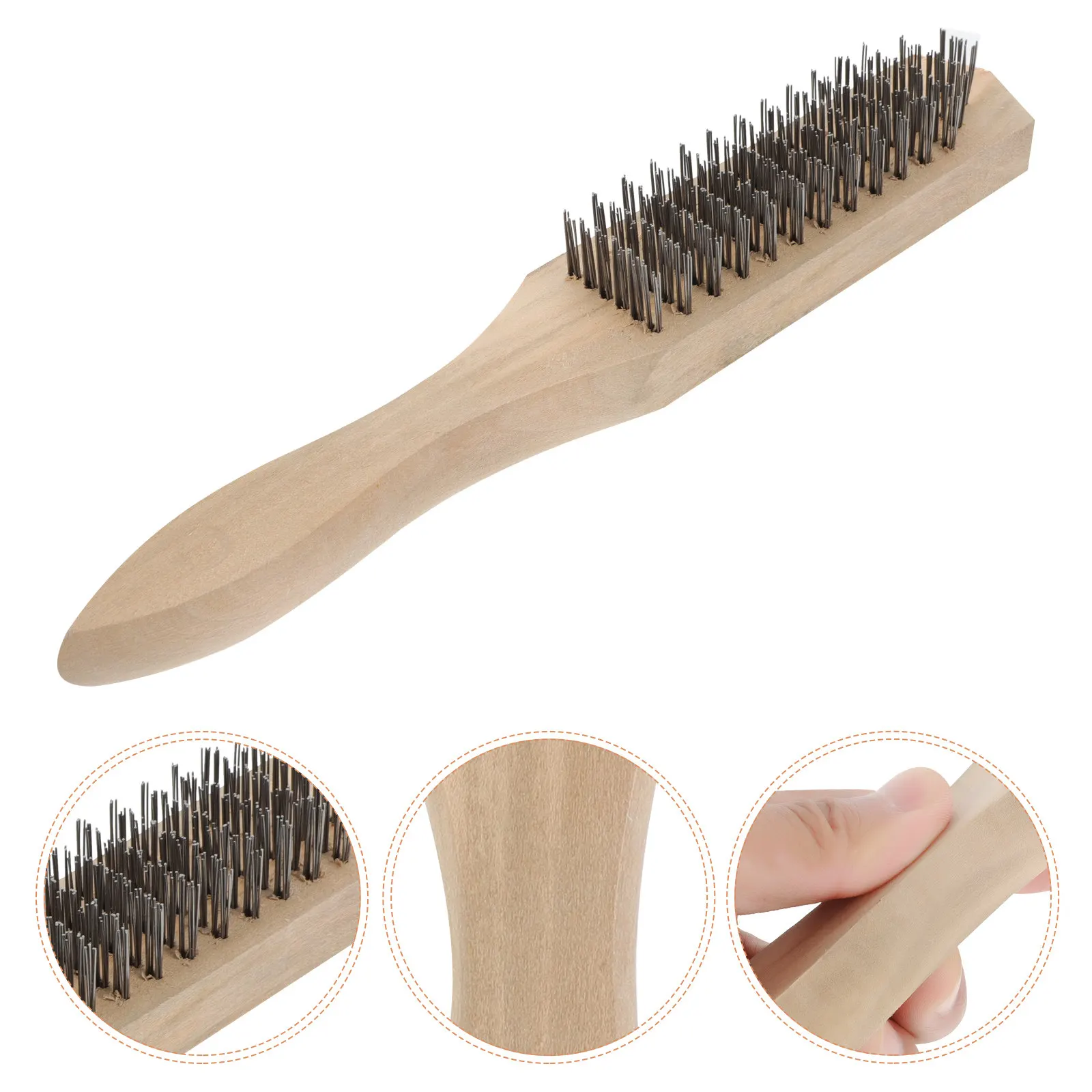 

5Pcs Rust Removal Wire Brushes Wooden Handle Steel Wire Cleaning Tools Heavy Duty Scraper Polishing Dust Debris Removal