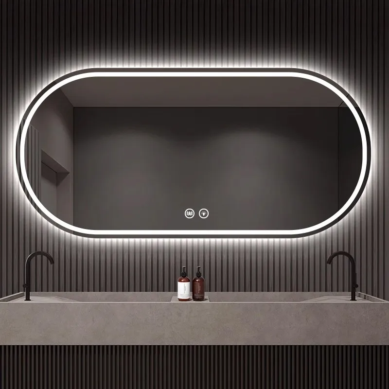 

Smart Bathroom Mirror Oval Toilet Makeup Lighted Beauty Mirror Wall Mounted Fitting Room Full Body