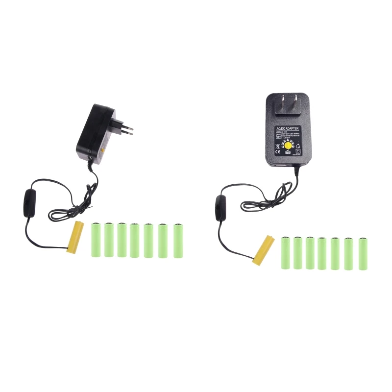 Adjustable 3V-12V AC-DC Power Supply Adapter with USB Output Repacement for AA Battery Replace 2-8pcs AA Batteries