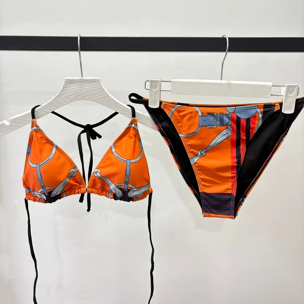 

Luxury Brand Design Orange Sexy Bikini Two-piece Set Beachwear For Women Swimsuit Beach Ladies Vacation Tankini Clothing