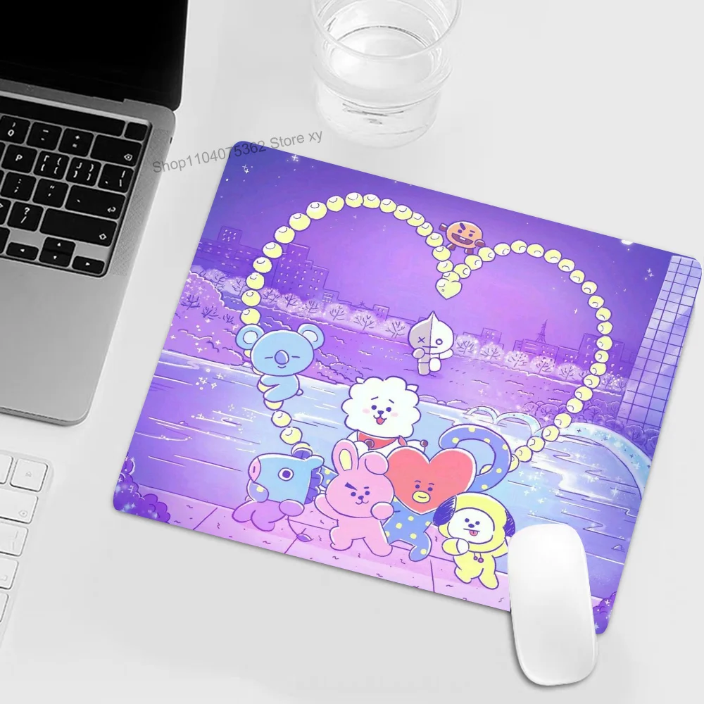 Cute Cartoon Kpop-B-Bt-1-21 Mousepad RGB Small Size Gaming Mouse Pad With LED Light Desk Mat Super Smooth Non-slip Rubber Botto