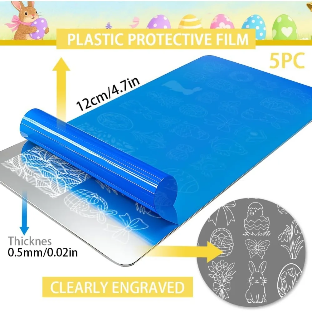 Stainless Steel DIY Nail Art Templates Template Tool Rectangle Mixed Shapes 12x6cm 5 sheets/set