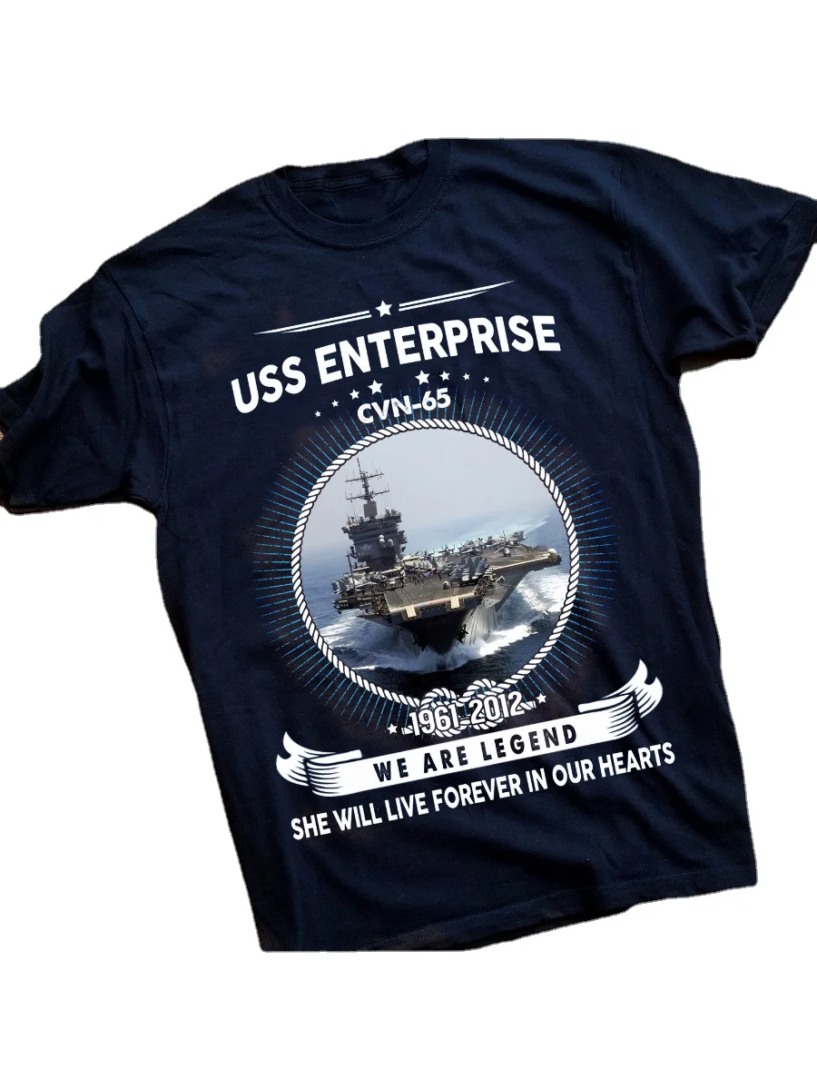 USS Enterprise CVN 65 Nuclear-powered Aircraft Carrier Printed T-Shirt. Summer Cotton Short Sleeve O-Neck Mens T Shirt New S-3XL