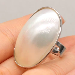 1pc Oval White Shell Open Ring Adjustable Natural Mother of Pearl Shells Finger Rings for Women Jewelry Love Wedding Gifts