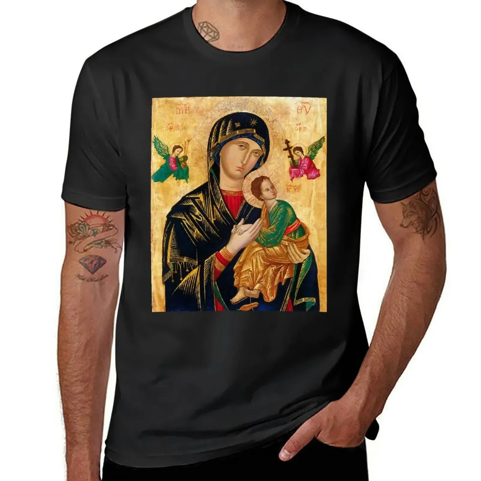 

Our Lady of Perpetual Help, Russian orthodox icon, Madonna and Child, Virgin Mary T-Shirt sweat oversized t shirts for men