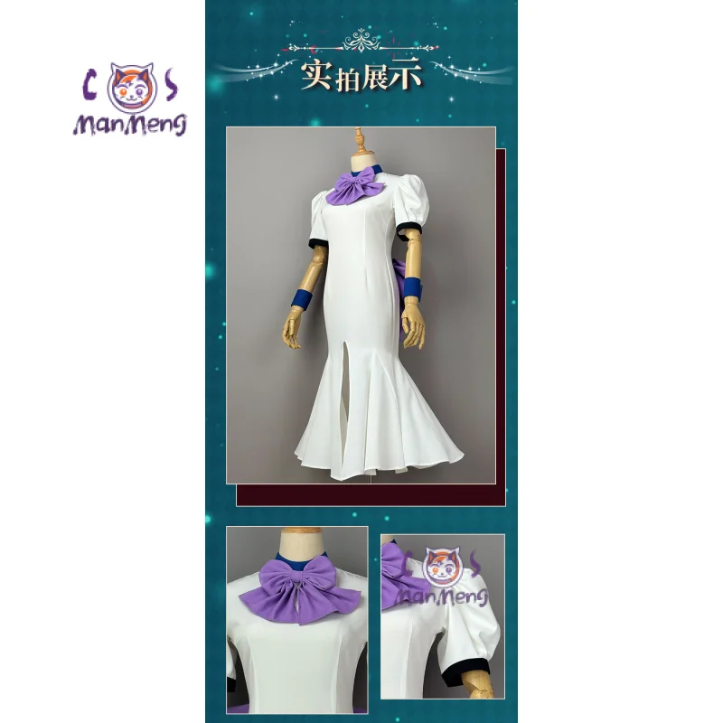 أزياء أنيمي هيغوراشي عندما يبكون ريوغو رينا ريوغو رينا التأثيرية للنساء فستان طويل أنيق وربطة عنق زي حفلات الهالوين