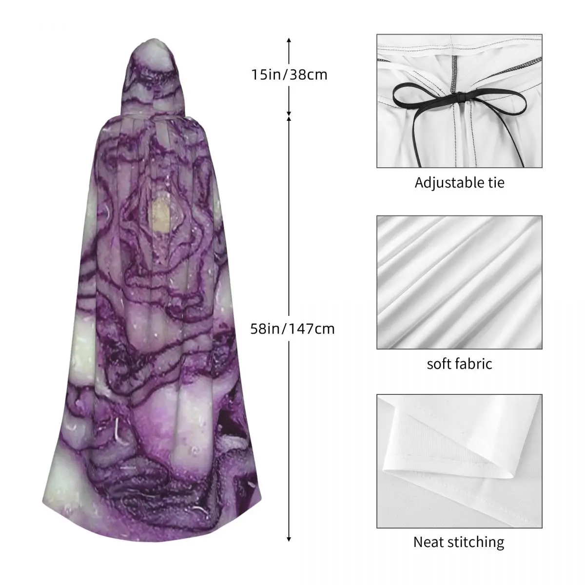 Fresh Cabbage Leaf Texture Long Hooded Cloak Witch Medieval Costume Cosplay Cape