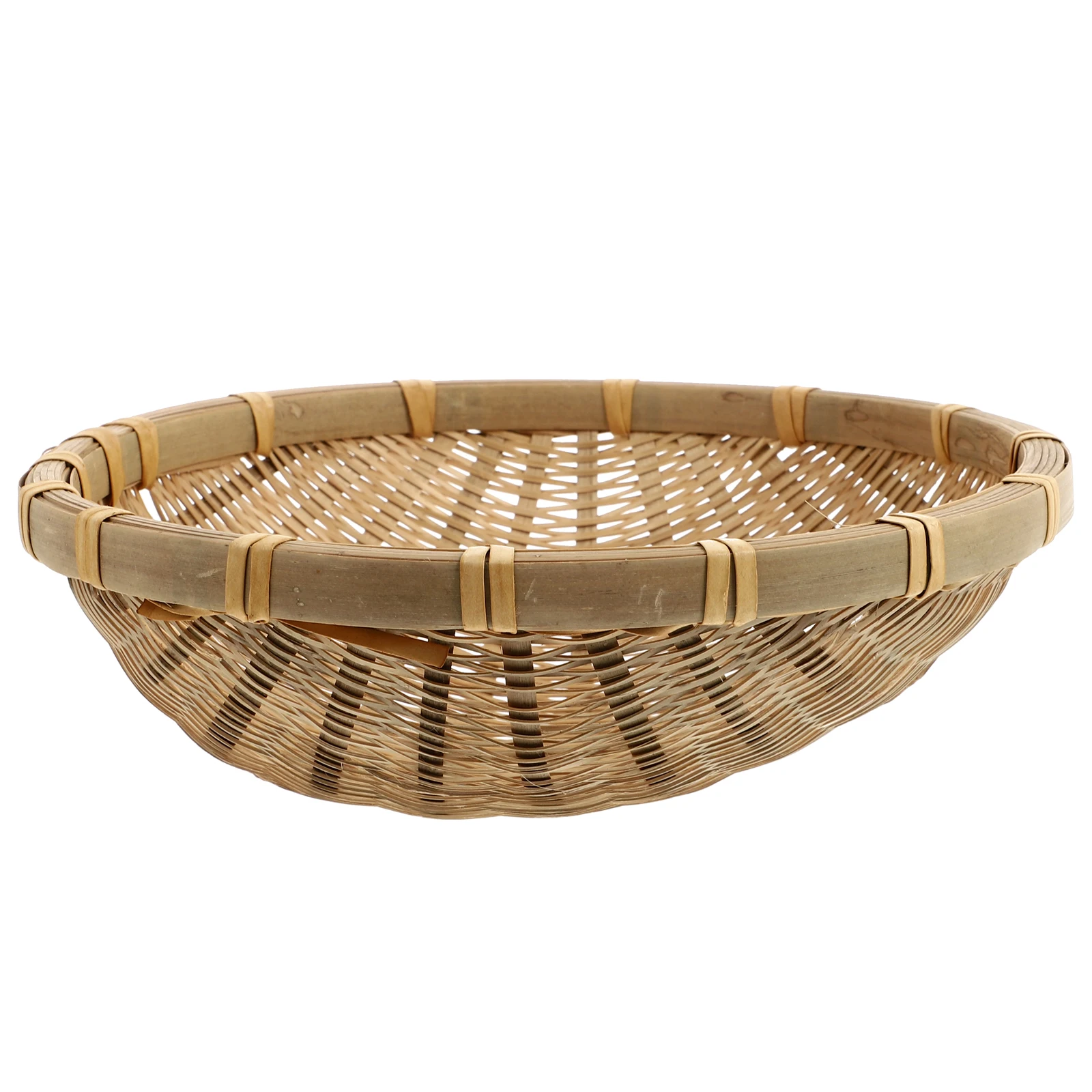 

Bamboo Sieve Round Woven Basket 22cm Wide 7cm High Food Tray Storage Bowl Kitchen Strainer Colander Vegetable Bamboo Rice