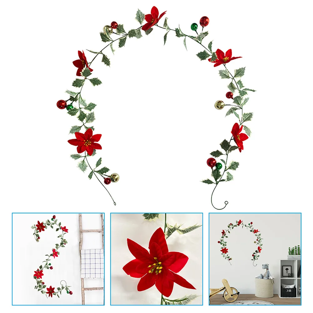 

Christmas Vine Garland Green Leaf Flower Artificial Hanging Garland Decorative Rattan for Indoor Outdoor Festive Wedding Decor
