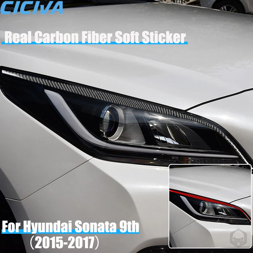 

Настоящее углеродное волокно, автомобильные аксессуары, коллекторная лампа, накладка для бровей, мягкая наклейка для Hyundai Sonata 9 LF 2015 2016 2017