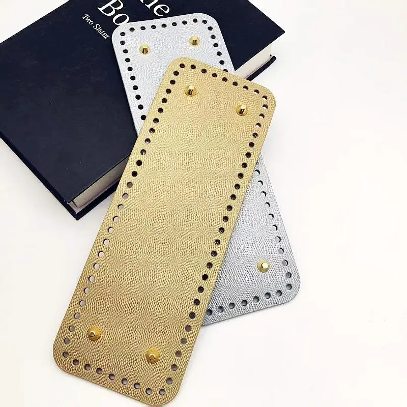Hot Handmade Rectangular 28 * 10cm Bottom For Knitted Bag PU Leather Pad Handcraft Bag Base With Holes DIY Crochet Bag Bottom