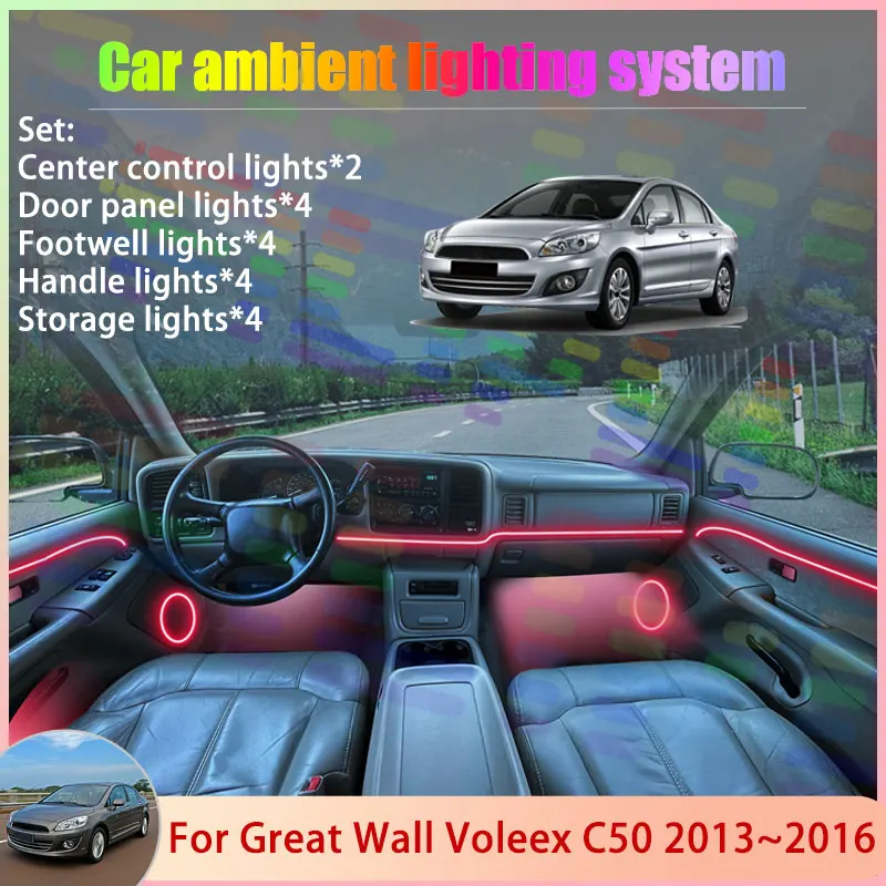 

For Great Wall Voleex C50 2013~2016 2014 2/18 in 1 Car Atmosphere Light Lamp RGB Shade Ensemble Streamer Atmosphere Set Auto