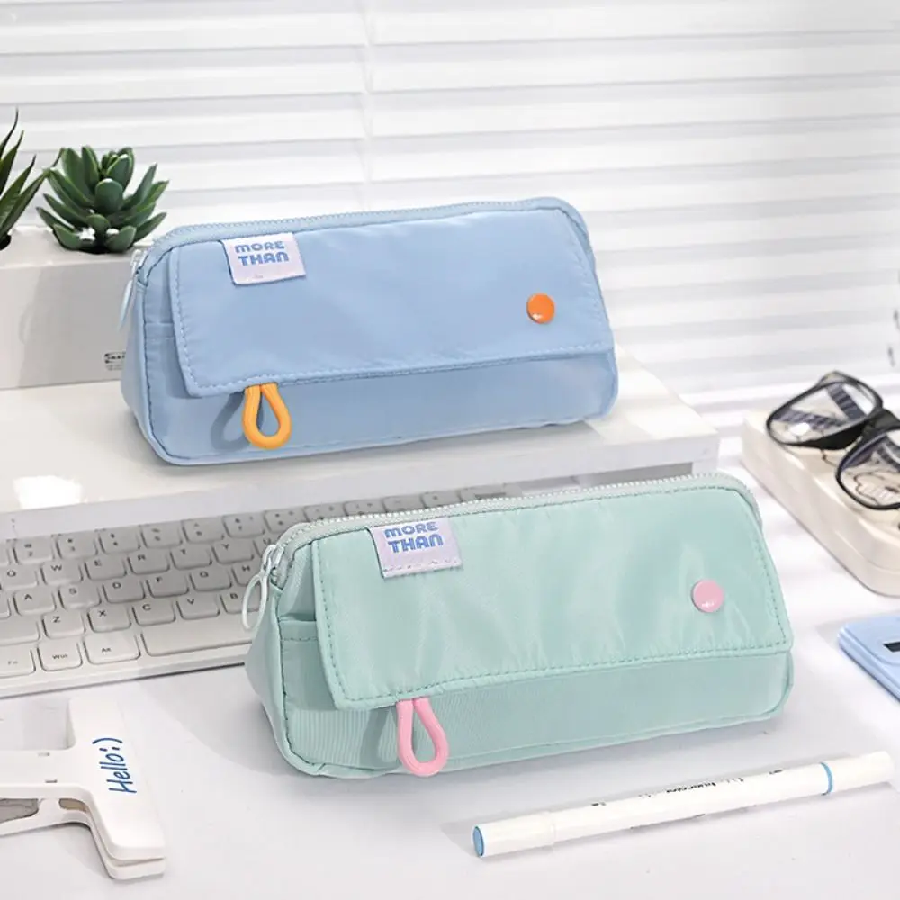 Double layer Macaron Pencil Case Pen Pouch Cute Large Capacity Pencil Bag Portable Durable Stationery Storage Bag Kids Gift