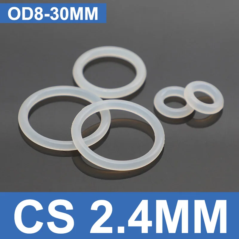 

10pcs OD 8mm-30mm CS 2.4mm White VMQ Silicone O Ring Food Grade Waterproof Washer Rubber Insulate Round O Shape Seal Gasket