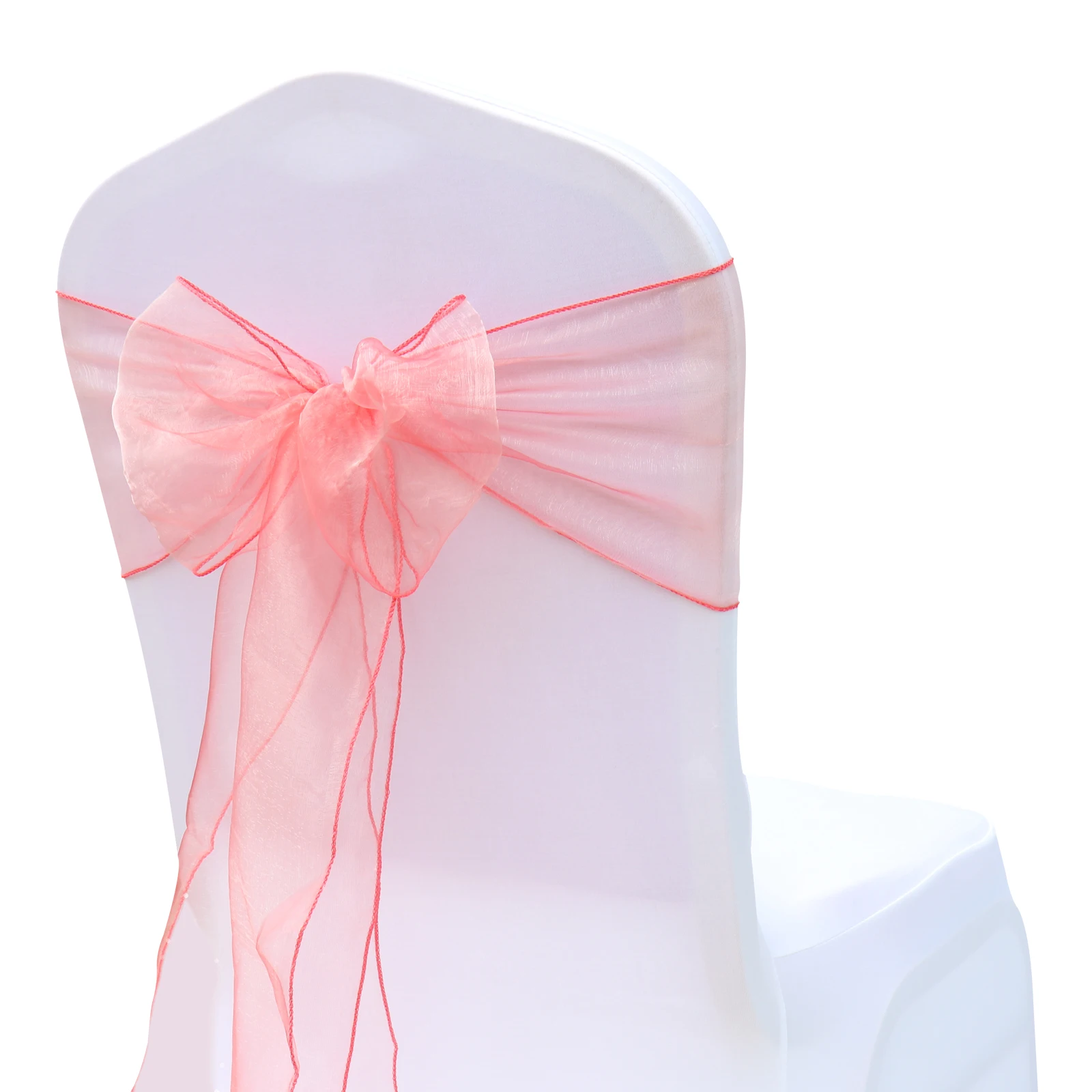 Organza Chair Sashes 100pcs/Lot Chair Bows Wedding Chair Knot Decoration for Chair Cover Party Event Banquet Decors Chair Band