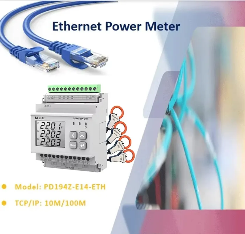 Data Center Branch Circuit  Power Monitoring 333mV Input 12 Tjree Phase Monitoring Modbus-TCP/IP  Digital Energy Analyzer