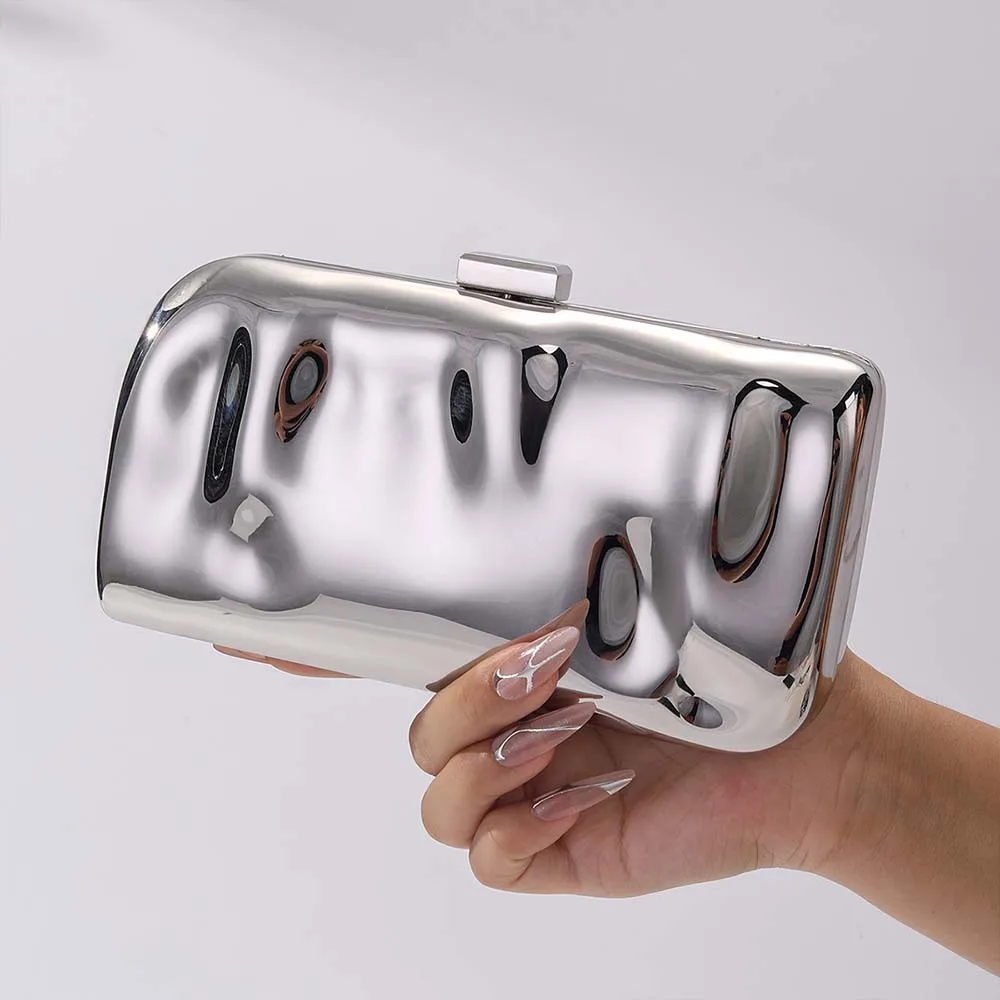 Bandolera metálica plateada para mujer, bolsas de mensajero, marca de lujo, diseñador famoso, bolso y monedero clásico Popular