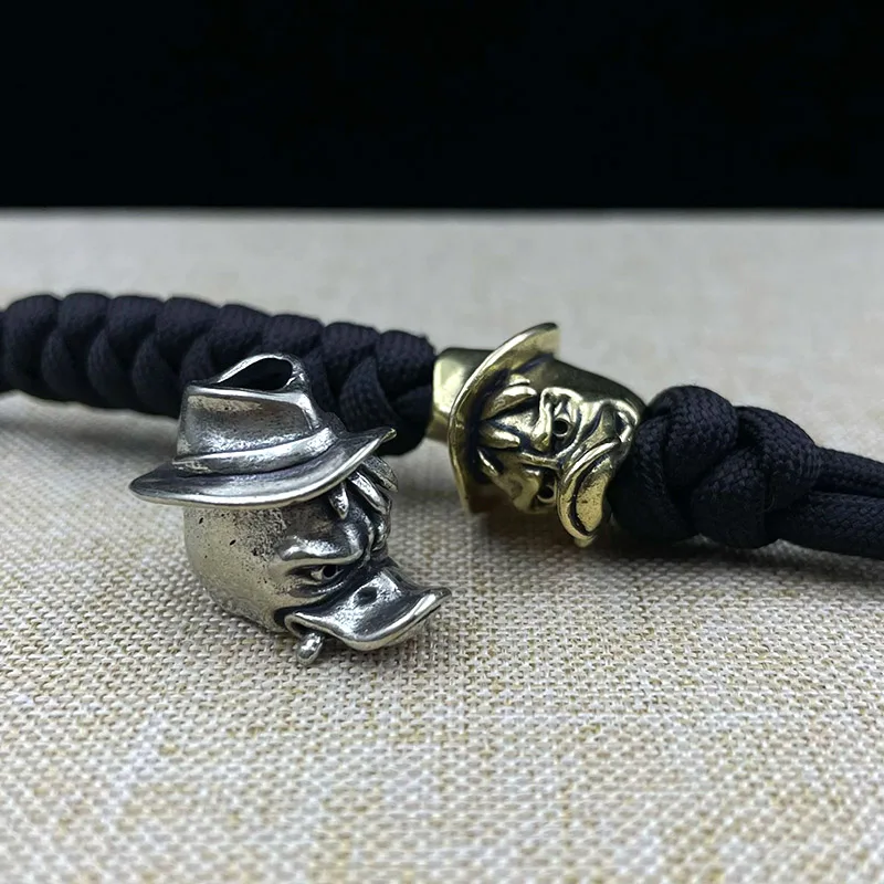 Brass Smoking Duck Detective EDC Knife Beads Cartoon Animal Pendants DIY Woven Umbrella Rope Lanyard Charms Paracord Accessories