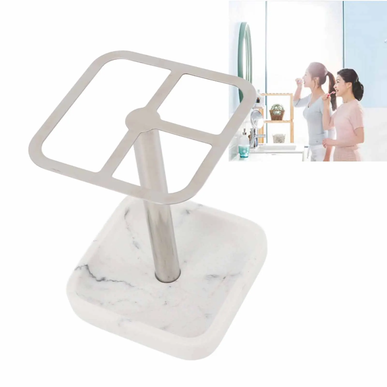 ZK20 Toothbrush Holder Rustproof Stainless Steel Toothpaste Storage Stand 3 Slots Space Saving Toothpaste Organizer for Bathroom