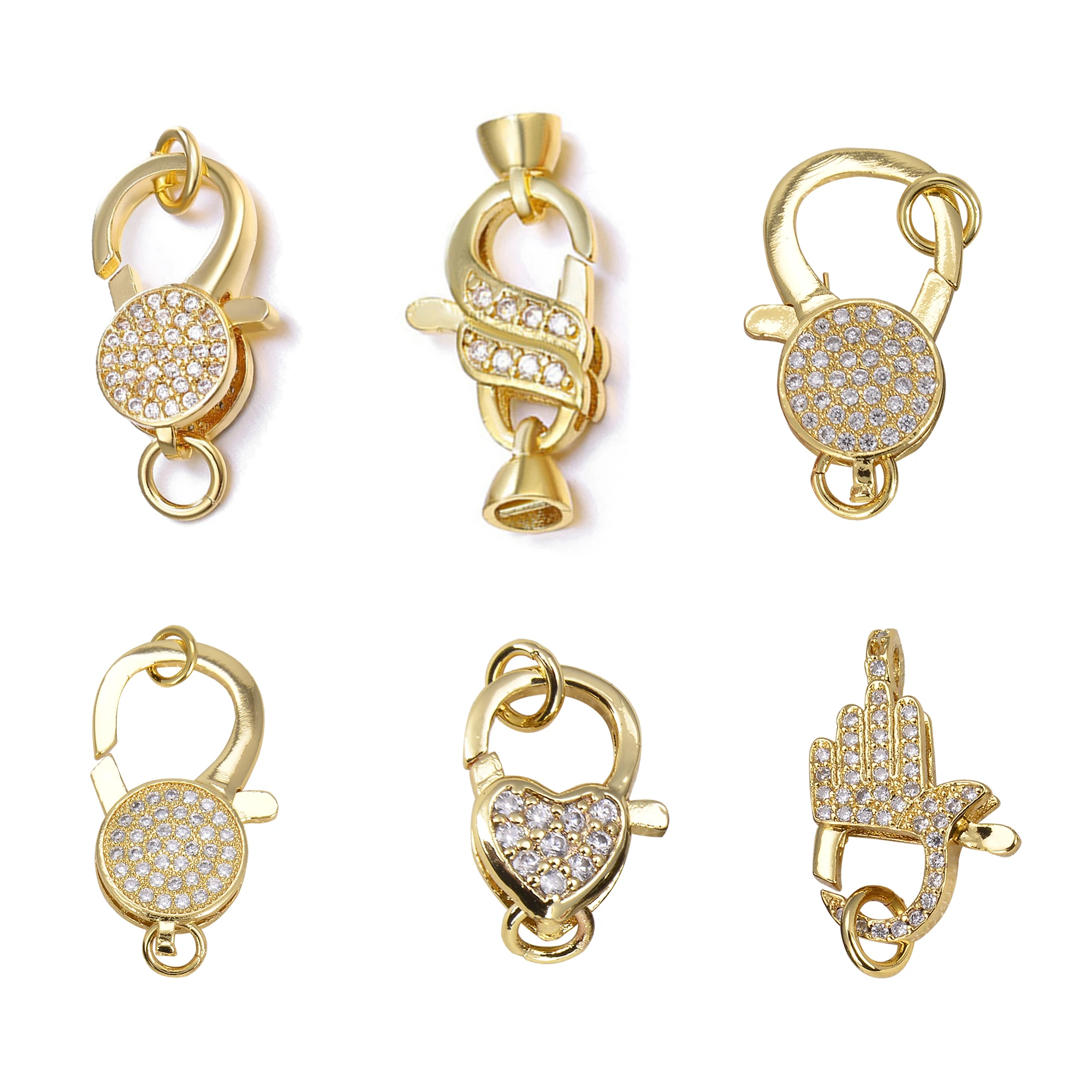 10 Pieces DIY Fastener Hooks Plated Tiny Connector Lobster Clasp Brass Charms Accessories Natural Stones Pearls Jewelry Making