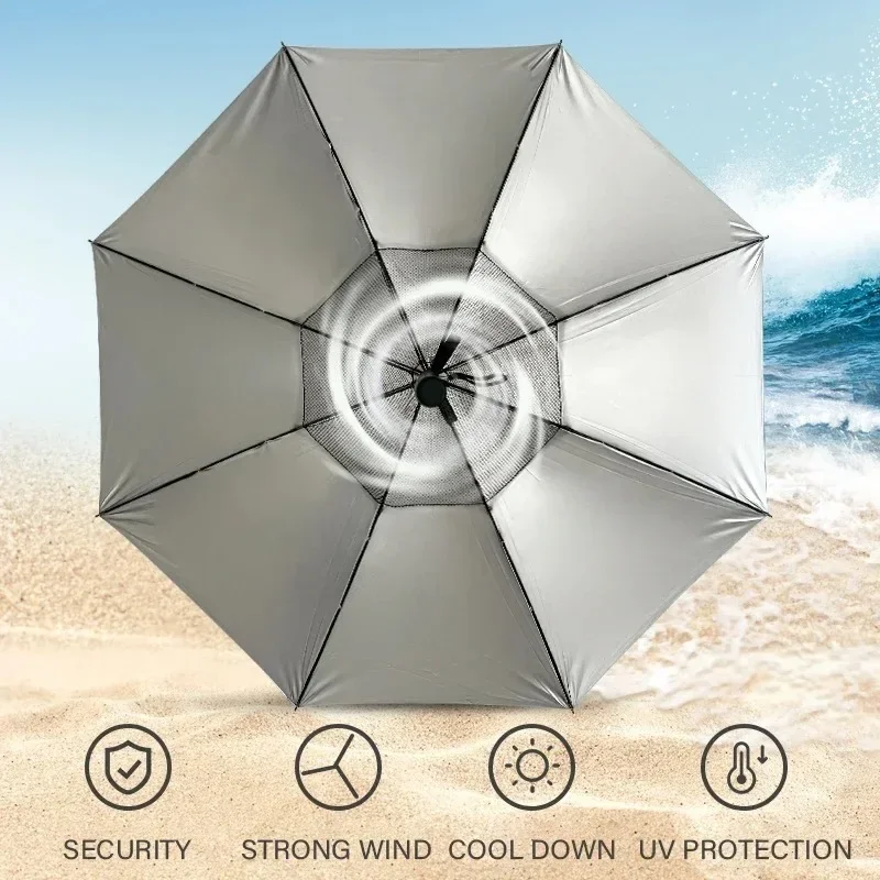 

우산 Long Handle Umbrella Wiht Fan USB Chargeable UV Wind and Water Sun-resistant Fishing Parasol Golf Umbrella Umbrella Sun