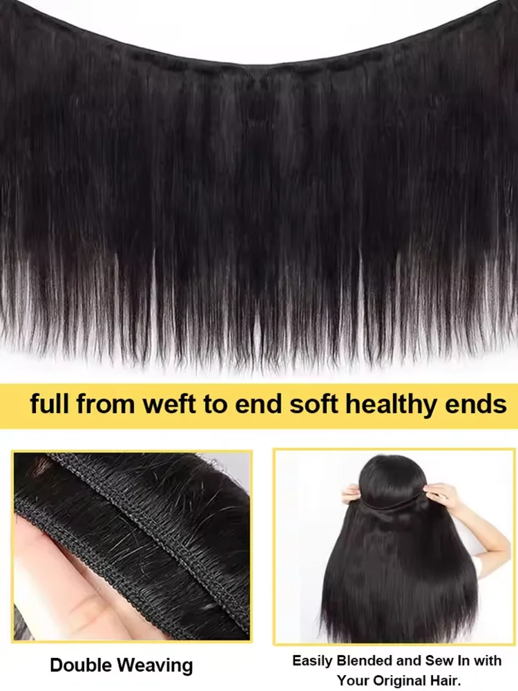 30 40 Inch Bone Straight 100% Bundles Deal Brazilian Virgin Human Hair 3 4 Bundles Raw Hair Extensions Natural Color Remy image 5