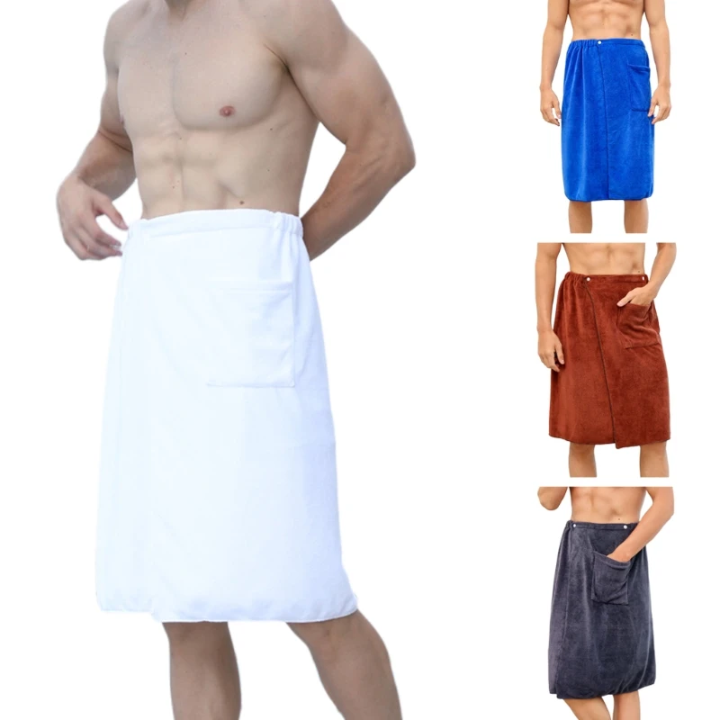 

Man Wearable Bath Towel with Pocket Swimming Beach Towel Blanket Men Spa Shower Bath Wrap Soft Towel 70x140cm