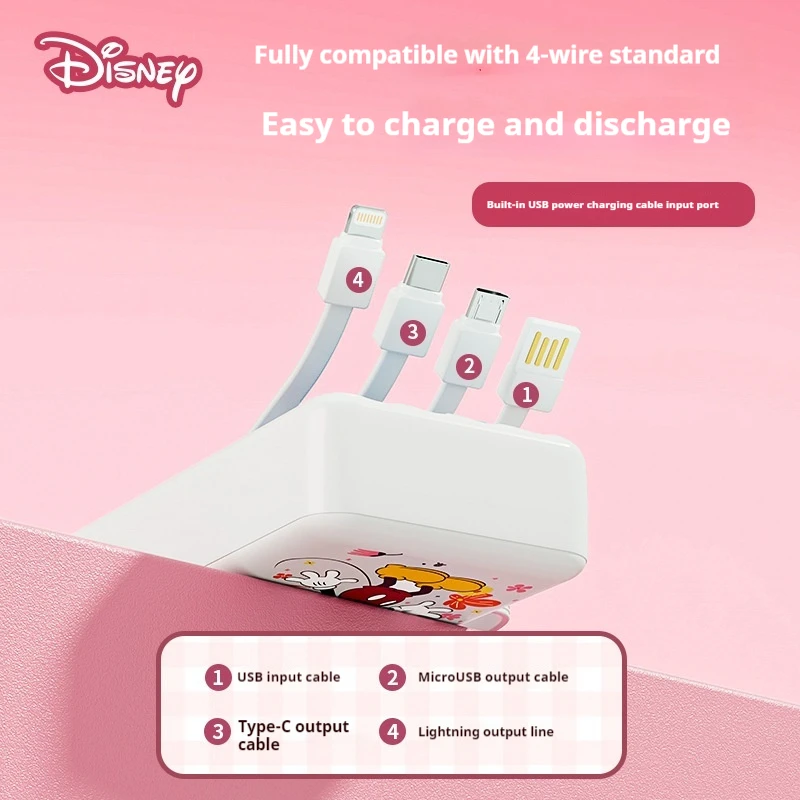 بنك طاقة ديزني بسعة كبيرة 20000 مللي أمبير في الساعة مع شحن سريع ثنائي الاتجاه وكابل مدمج وبنك طاقة متنقل محمول مدمج #4