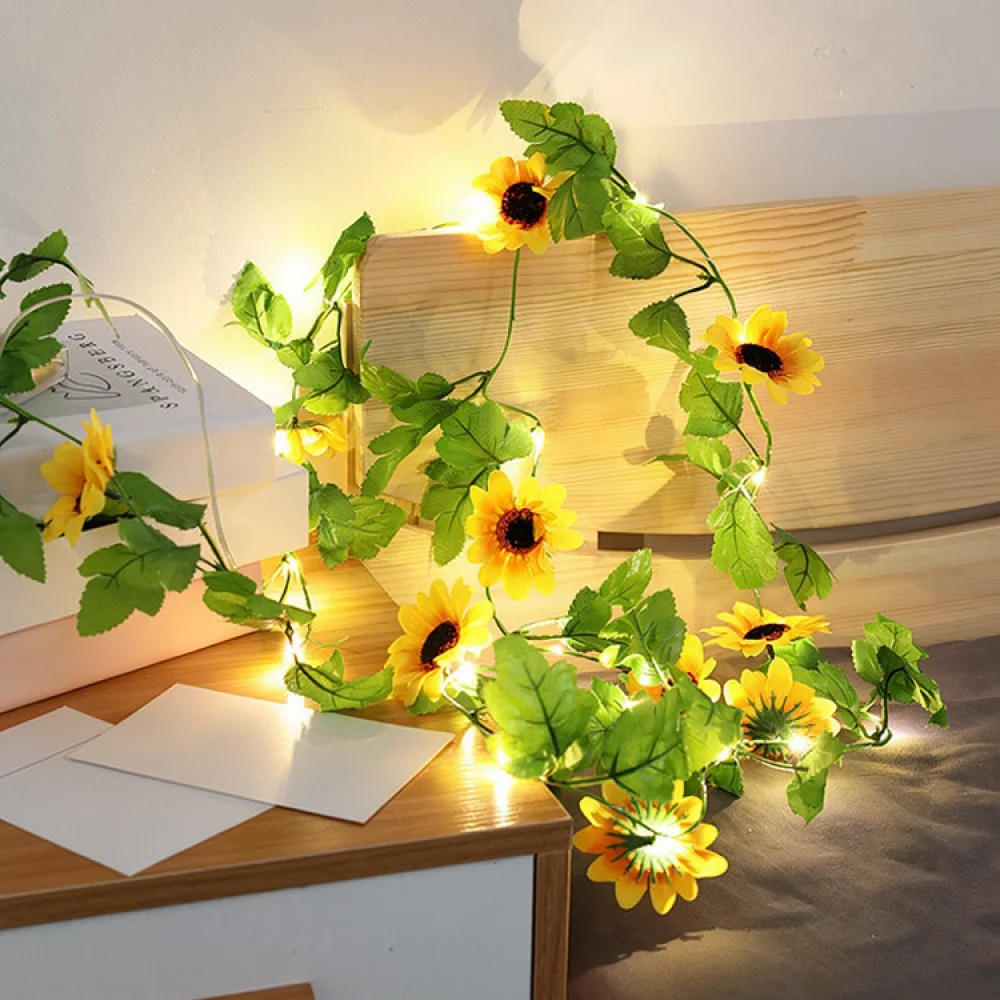 Solar Ivy Leaf Vine Lamp Led String Lights Flexible Copper Wire Waterproof Greenery Garland Decor For Outdoor Patio Yard Wedding