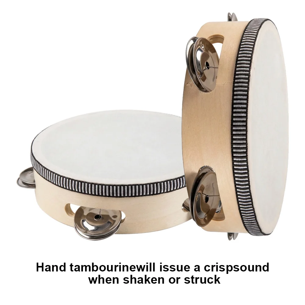 Tambor de mano de 6 pulgadas, tambor de metal con cascabeles, instrumento musical de percusión para juegos de fiesta KTV