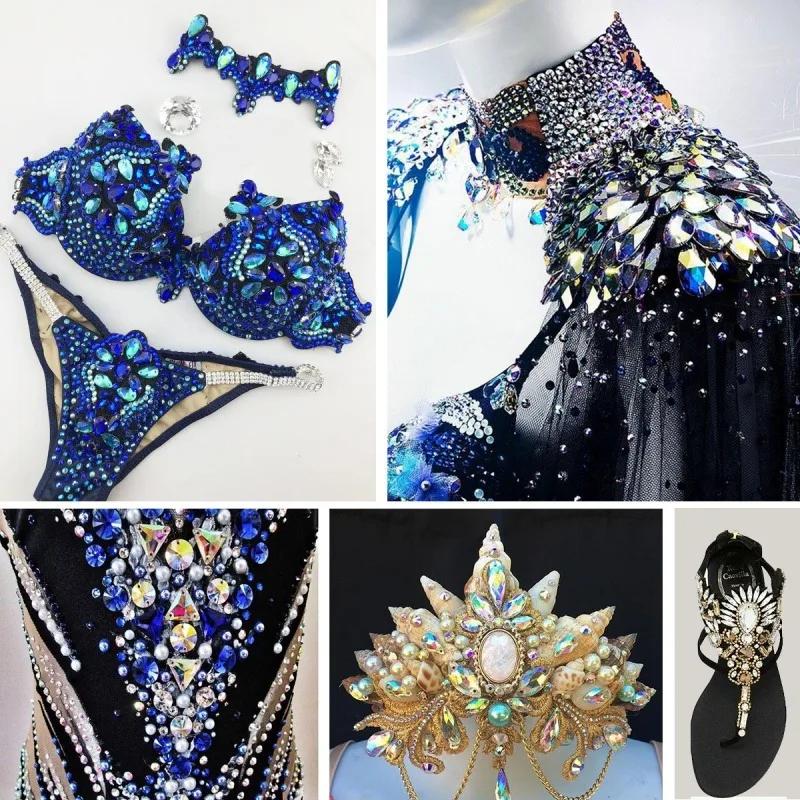 130pcs Mix Sizes Royal Blue Rhinestone Flatback Sewon Crystal Stones For DIY Wedding Dresses Clothing Shoes and Bags Accessories view 6