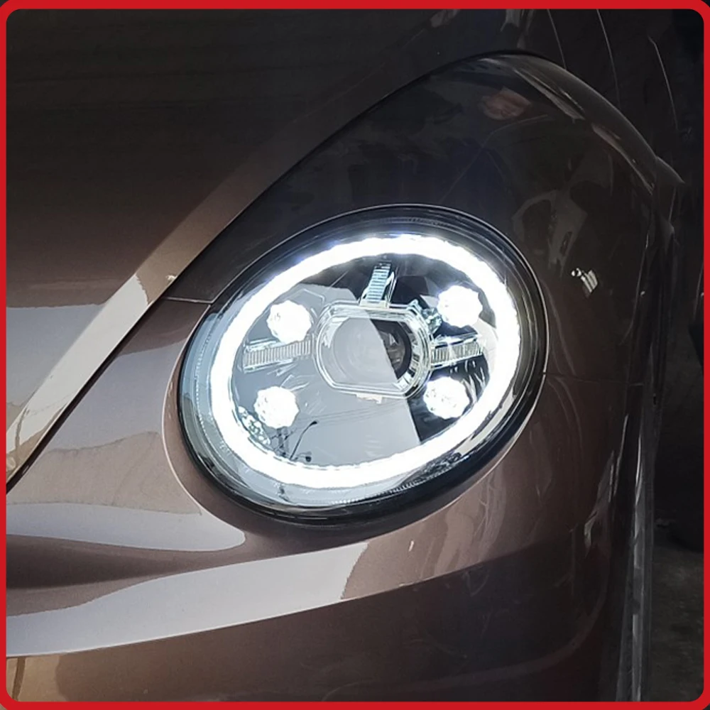 

Передние фары для VW Beetle 2013-2020, комплект фар с LED-эффектом включения, стиль Crystal, установка Plug and Play