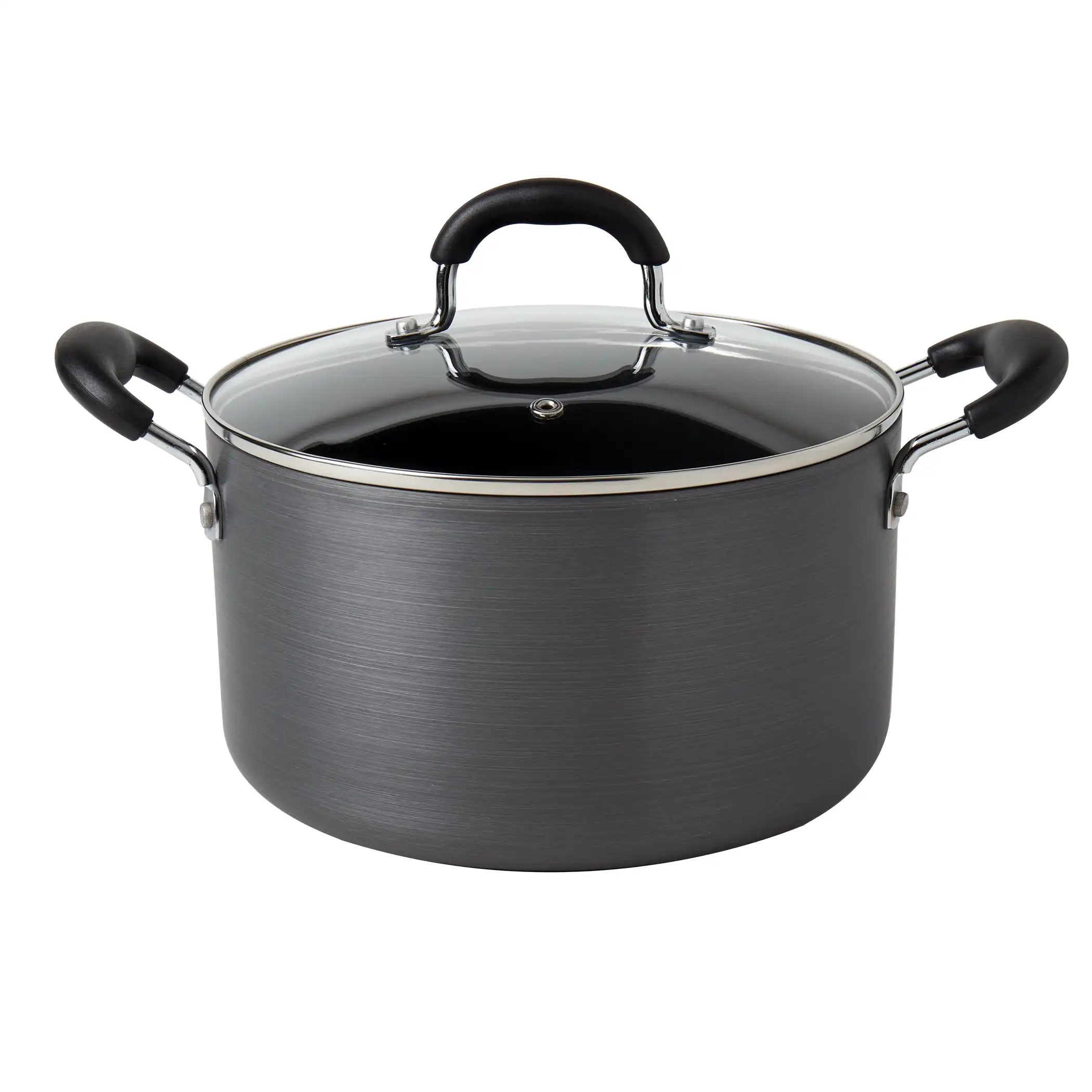 

6 Quart Nonstick Hard Anodized Aluminum Dutch Oven Pot with Lid Set, Black