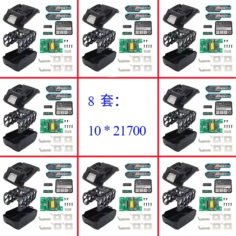 

BL1830 10 X 21700 Li-ion Battery Case PCB Charging Protection Circuit Board Shell Box BL1845 For MAKITA 18V 6.0Ah 8.0Ah Housings